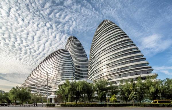 Wangjing Soho towers in Beijing, China designed by Zaha Hadid